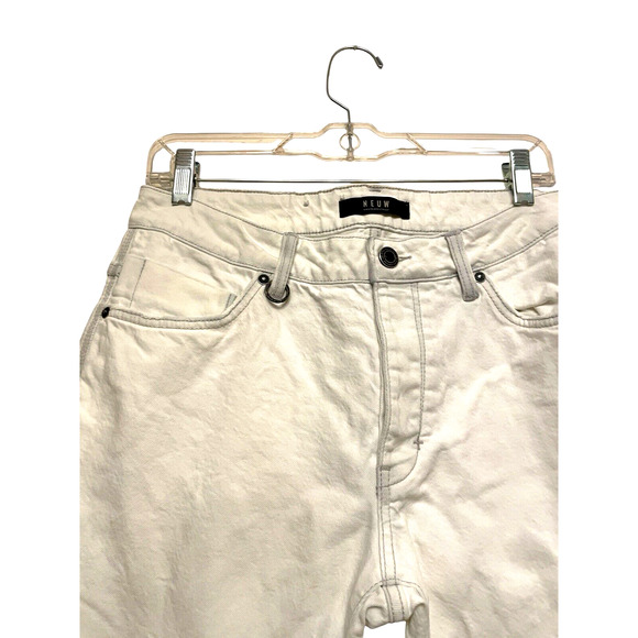 Neuw Lou Crop‎ Jeans Men Size 32 White Raw Hem Distress Slim Leg Punk Streetwear - Picture 3 of 7